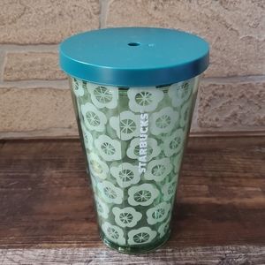 Starbucks green floral tumbler